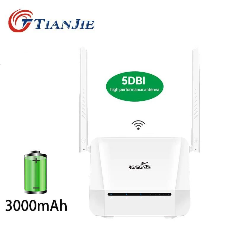 

4G WIFI Router 5dbi High Function Antennas Wireless SIM Card Modem LTE WAN LAN RJ45 Port CPE Hotspot With 3000mAh Battery