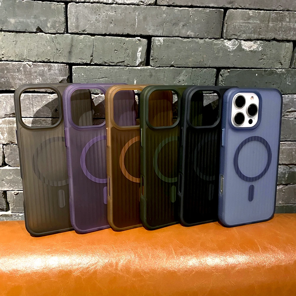 Матовый жесткий чехол с гофрированной текстурой для iPhone 16 15 14 13 12 11 Pro Max чехлы Magsafe
