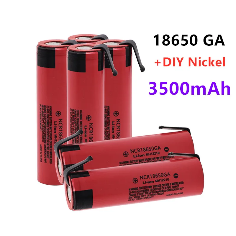 

New NCR 18650GA 20A discharge 3.7V 3500mAh 18650 Battery rechargeable battery for toy flashlight flat-top lithium battery+Nickel