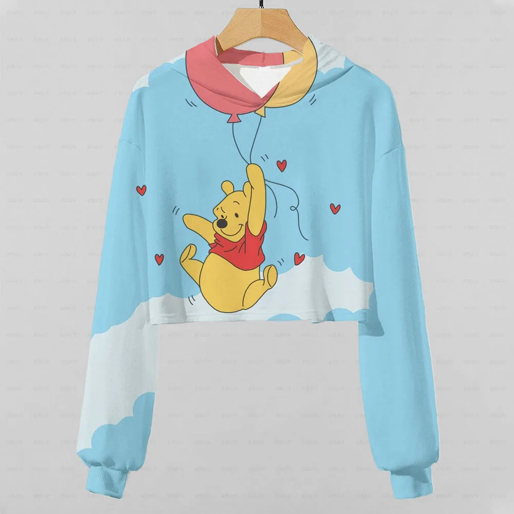 

Осенняя толстовка с капюшоном для маленьких девочек, топ с принтом медведя из мультфильма, короткая толстовка с капюшоном, весенний детский...