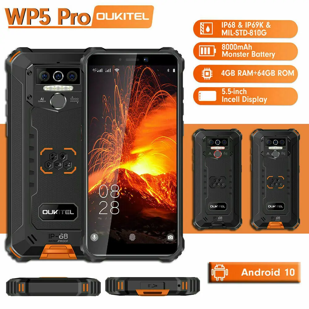 

OUKITEL WP5 Pro 5.5 inch 4GB 64GB IP68 Waterproof Smartphone 8000mAh Android 10