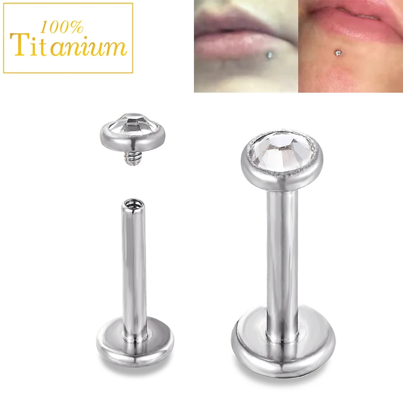 

1Pcs Labret Lip Piercing Studs G23 Titanium Internal Thread Gem Ear Nails 16G Cartilage Tragus Helix Conch Piercing Body Jewelry