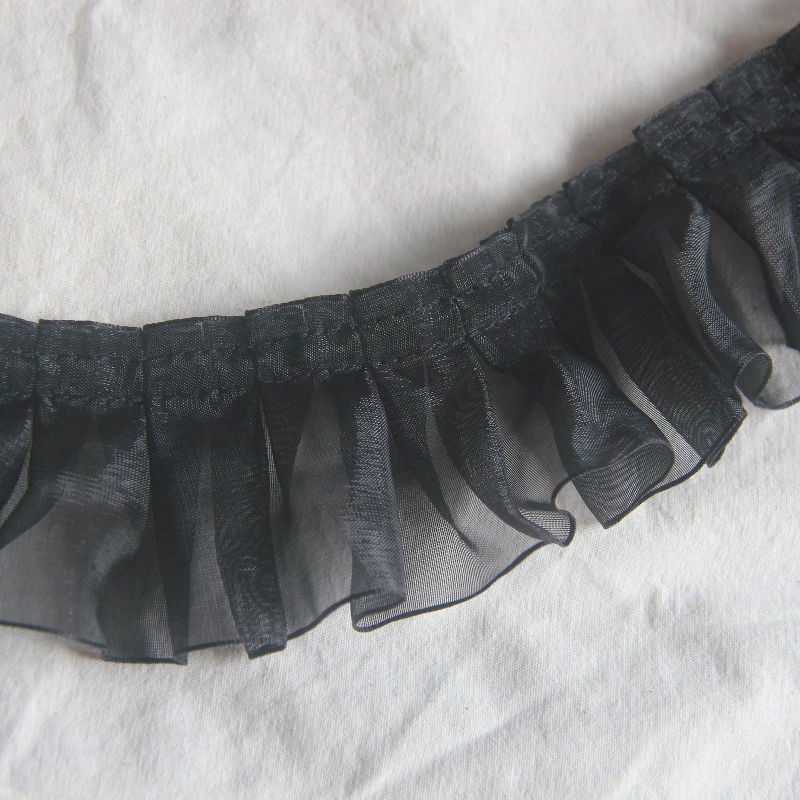 Плиссированная кружевная отделка из органзы аппликация ленточной ткани