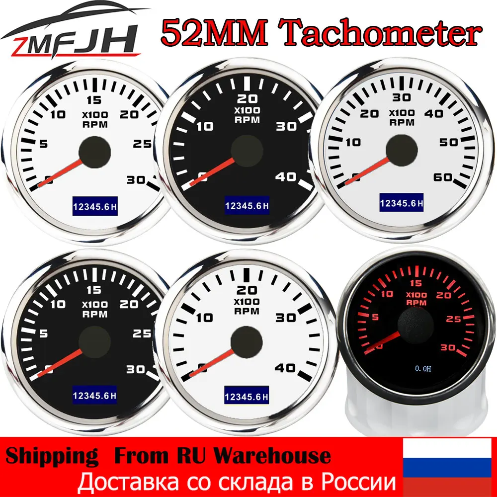 

52mm Pointer Tachometer Gauge With Red Backlight 3000-8000 RPM Tacho Meter For Car Marine Boat Yacht RV Camper 9-32V Accessories