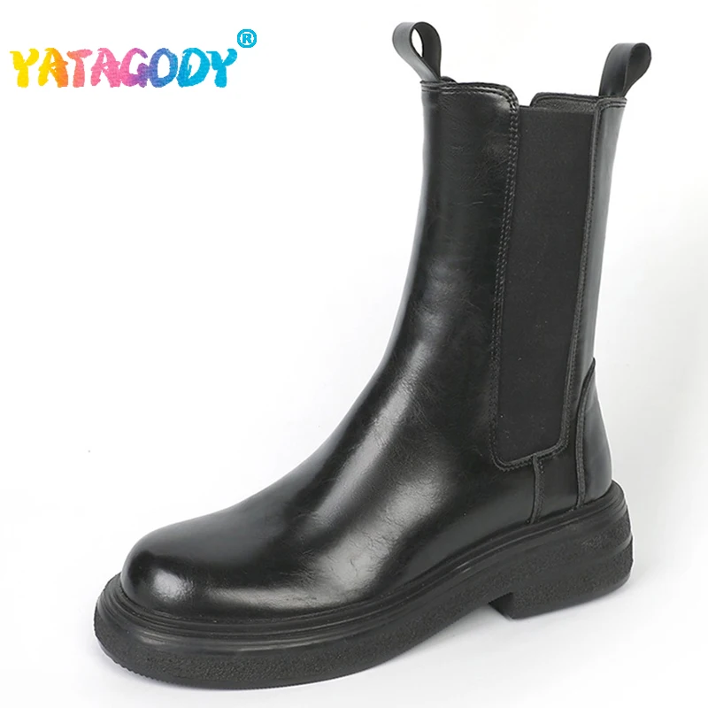 

Женские ботинки челси на танкетке YATAGODY, повседневные ботинки на платформе, размер 35-40