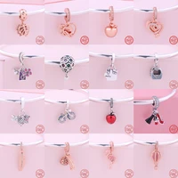 new rose gold pine cones hot air balloon apple flamingo dangle charm bead fit original brand bracelet women 925 silver jewelry