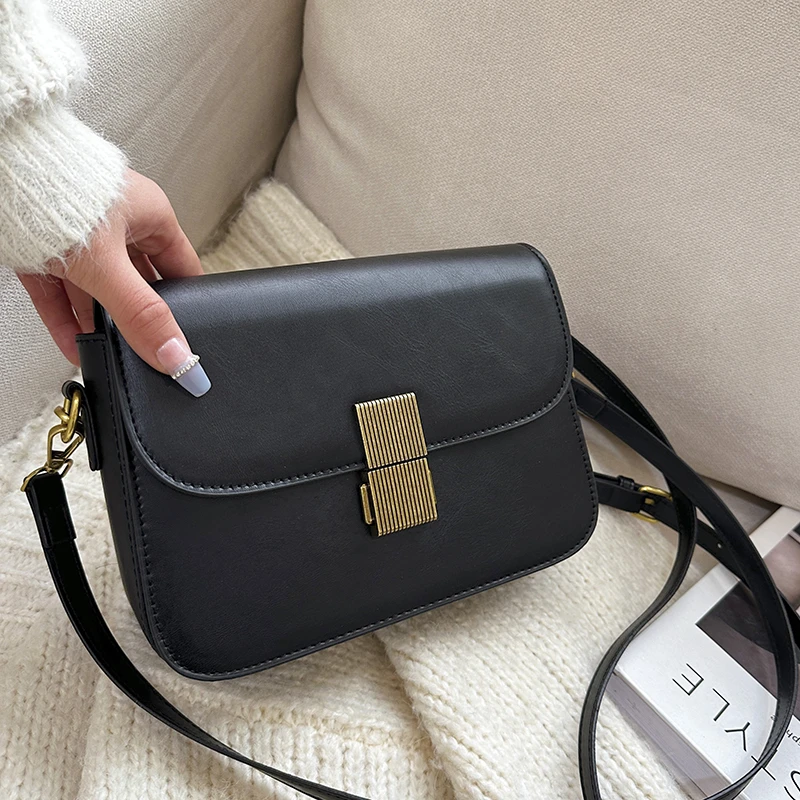 2023 Leather High Quality Single Shoulder Bag Woman Split Leather Lady Messenger Bag Classic Luxury Brand Flip Small Square Bag