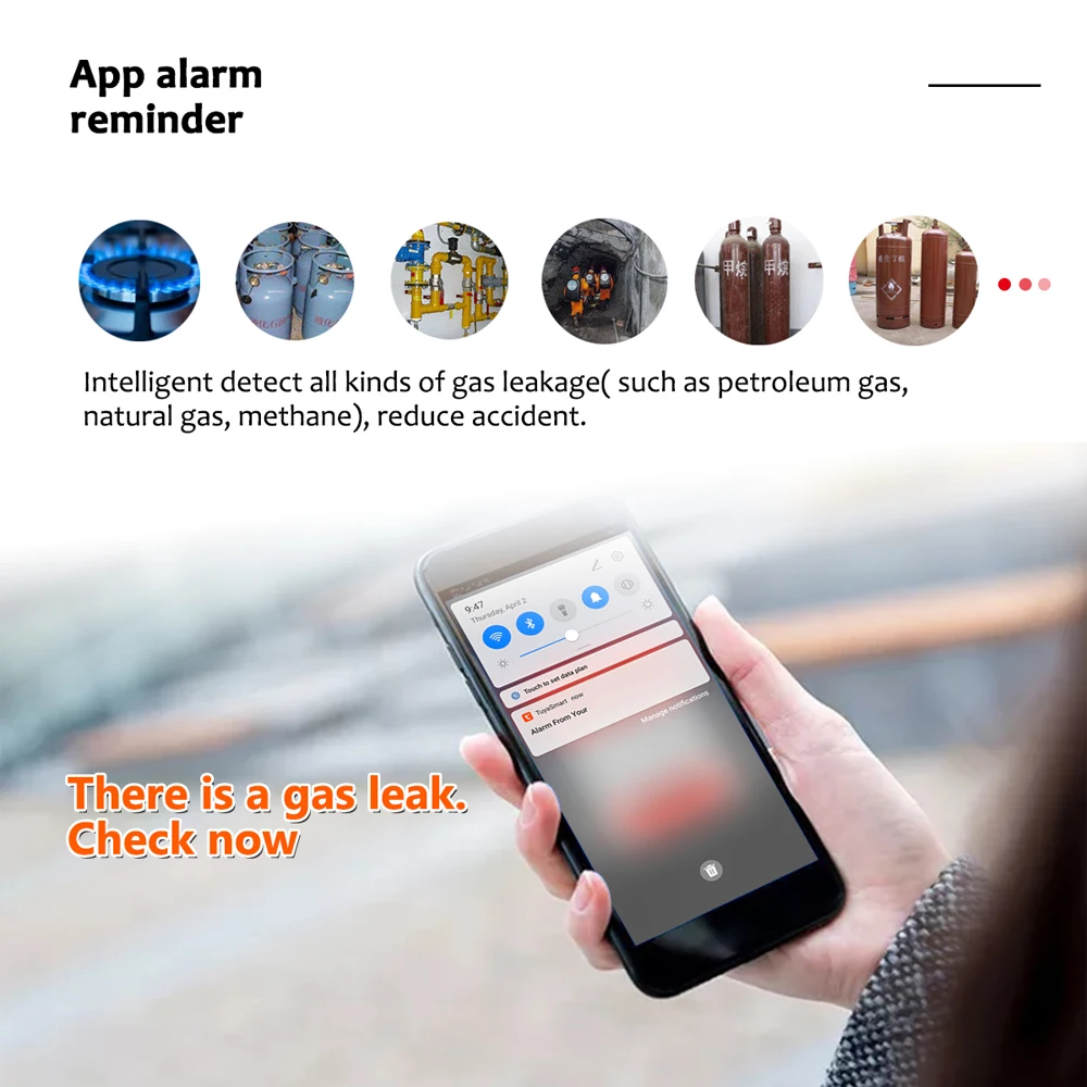 Wi-fi Детектор Утечки Газа Домашняя Газовая Сигнализация С Монитором Температуры