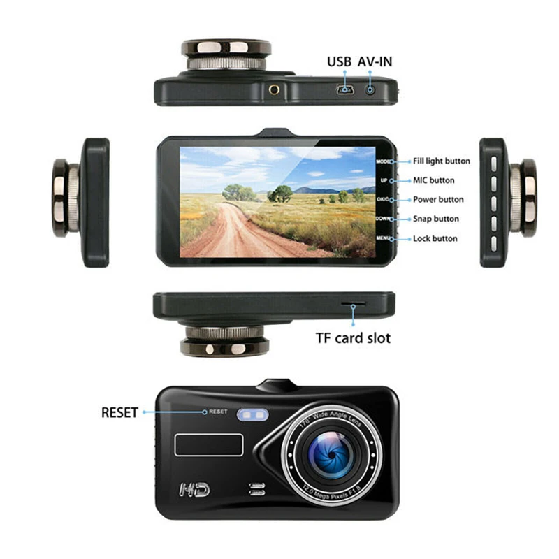 $35.15 Touch Screen 4.0 Inch 1080P Dual Lens Car DVR Dash Cam Video Recorder Touch Screen Camera G-Sensor Photography Car Electronics