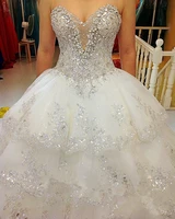 luxury wedding dresses 2022 sweetheart fluffy lace beaded crystal diamond big train bridal gown vestidos noiva robe de mari%c3%a9e