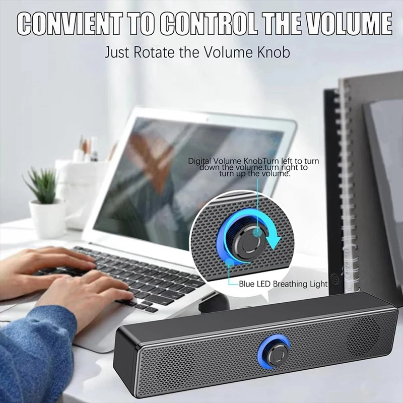 Компьютерные колонки Bluetooth с ручкой регулировки громкости и входом Aux 3 5 мм
