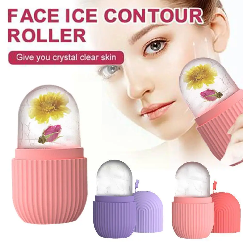 

Facial Ice Cube Mold Silicone Freezing Beauty Swelling Mould Washable Icing Moisturizing Pink Massager Oven Face T0T2