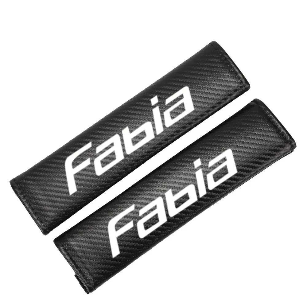 

2 шт. Чехлы для автомобильного ремня безопасности Skoda Fabia, универсальный наплечный ремень из углеродного волокна, защитный чехол для автомоб...
