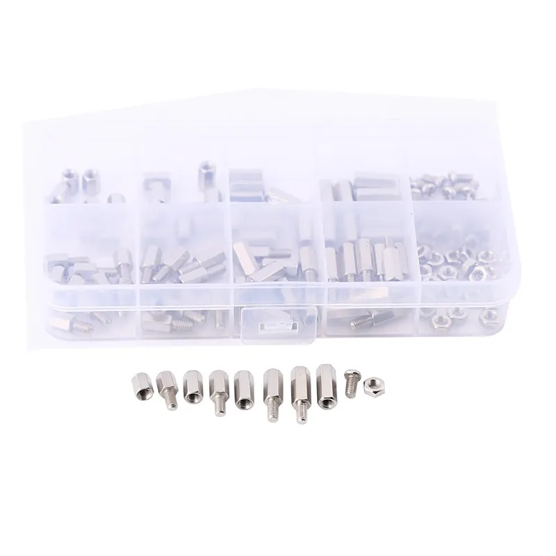 

200Pcs/Set M3 Hex Nut Spacing Screw Male Female Threaded Pillar Pcb Pc Motherboard Nickel Plated Standoff Spacer Kit