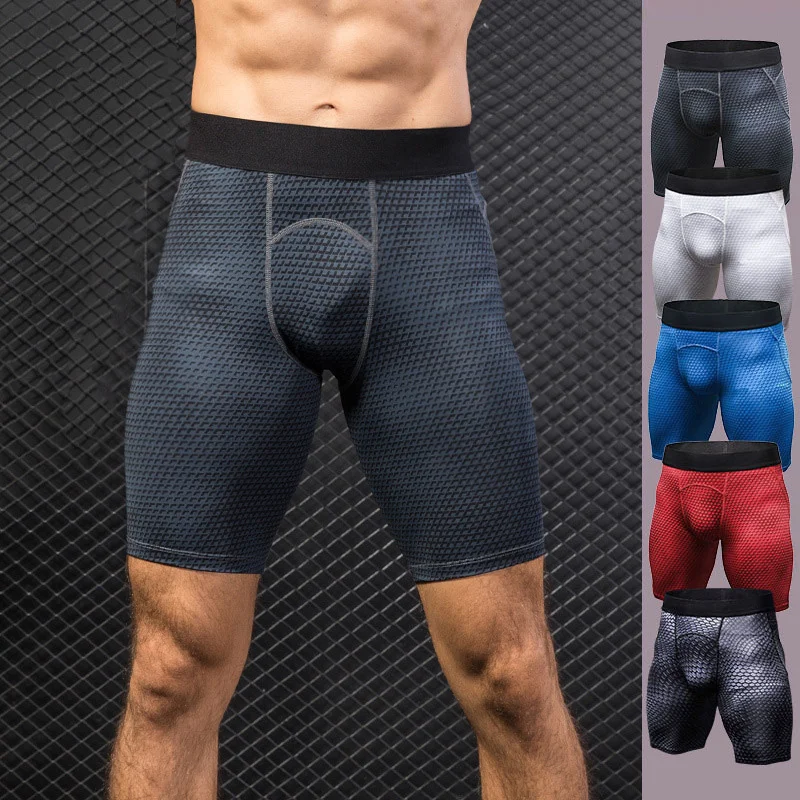 

2022 Compression Shorts Men 3D Gym Shorts Bodybuilding Running Pants Sweatpants Fitness Slim Fit Leggings Tights Male Shorts