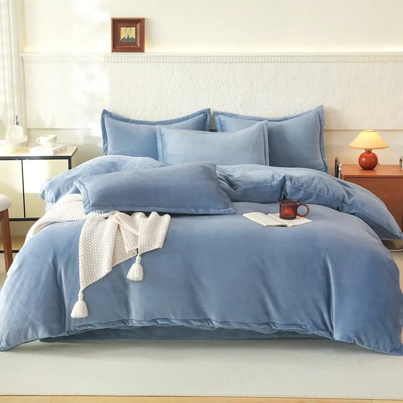 Зимний класс А двустороннее пододеяльник из молочного флиса цельная простыня