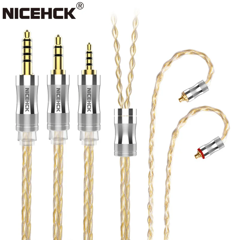 

NiceHCK C8s-1 наушники кабель 8 ядер Посеребренная медь 3,5 мм/2,5 мм/4,4 мм MMCX/NX7/QDC/0,78 2-контактный Сменный кабель для KP520 MK3