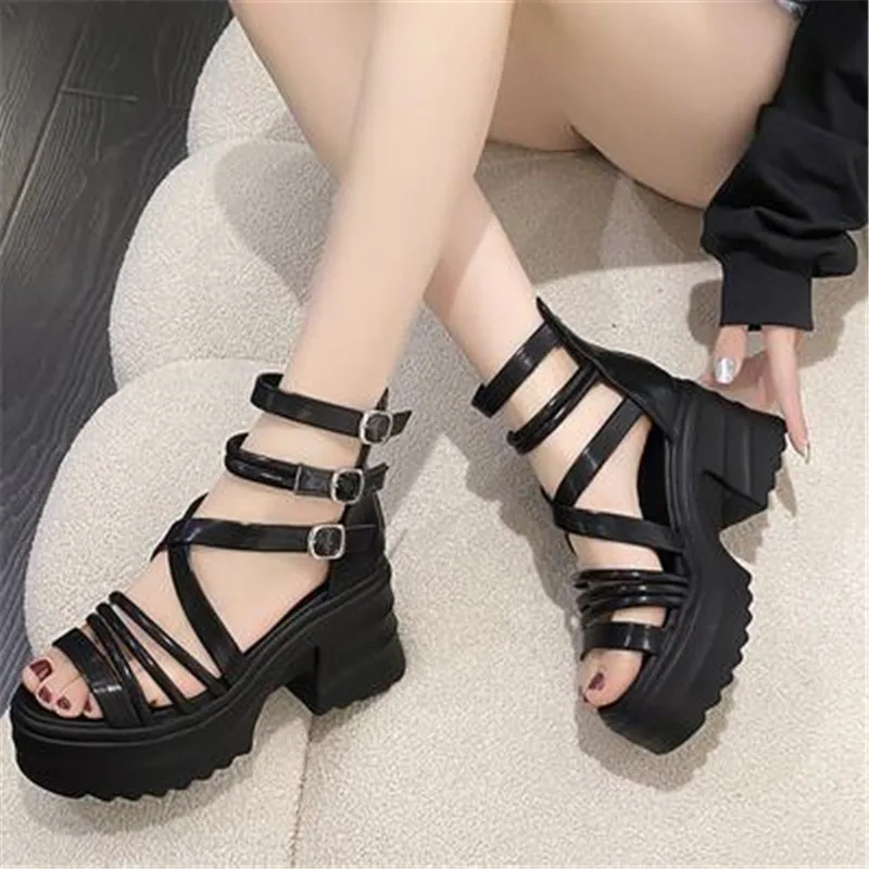 Women's Fashion Ankle Strap Wedges Sandals Platform Chunky Heel Sandals for Women 2023 Summer Thick Bottom Gladiator Shoes Woman