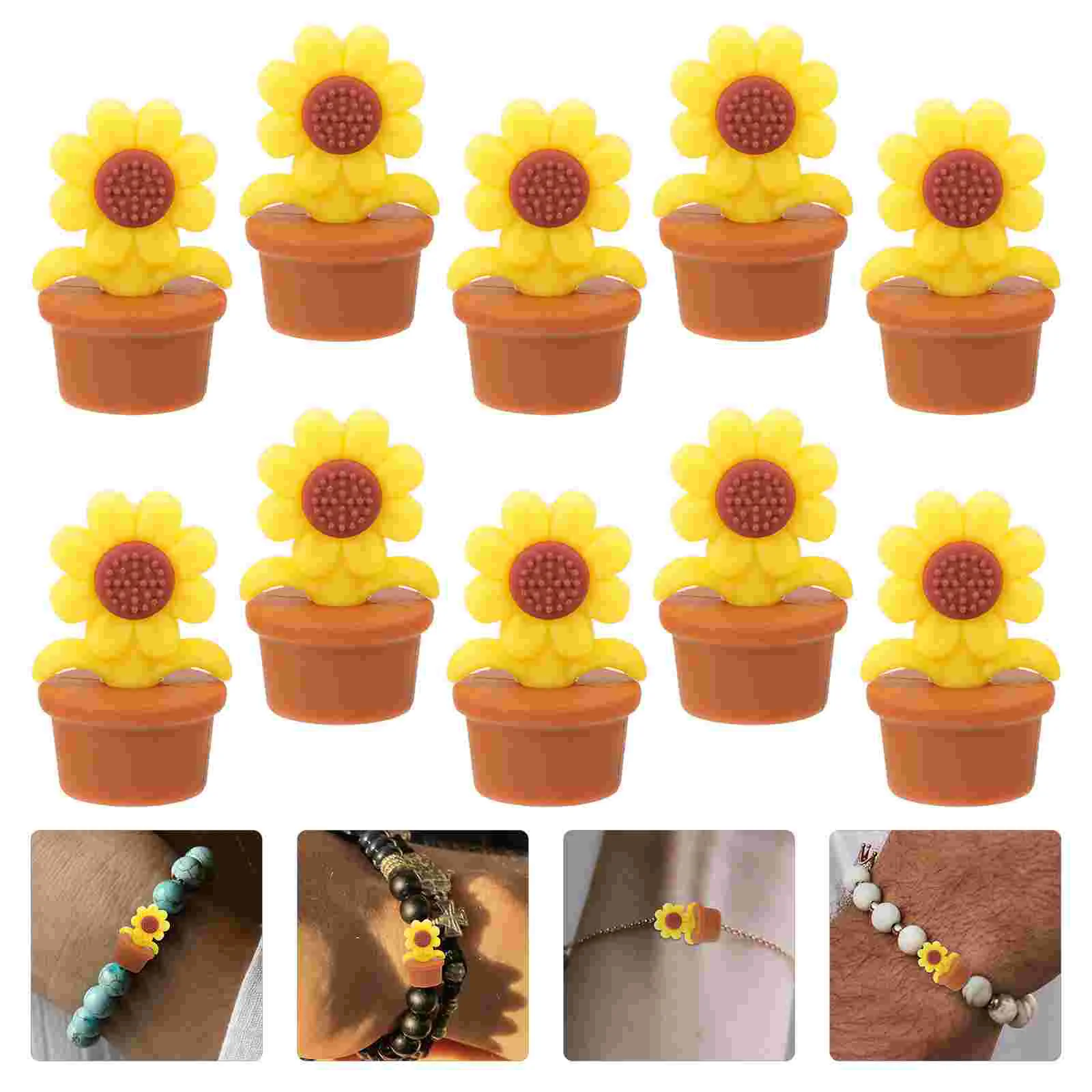

10 Pcs Beadwork Beads Crafts Bracelet Making Jewelry Sunflower Material Charms Spacer Silica Gel Infant