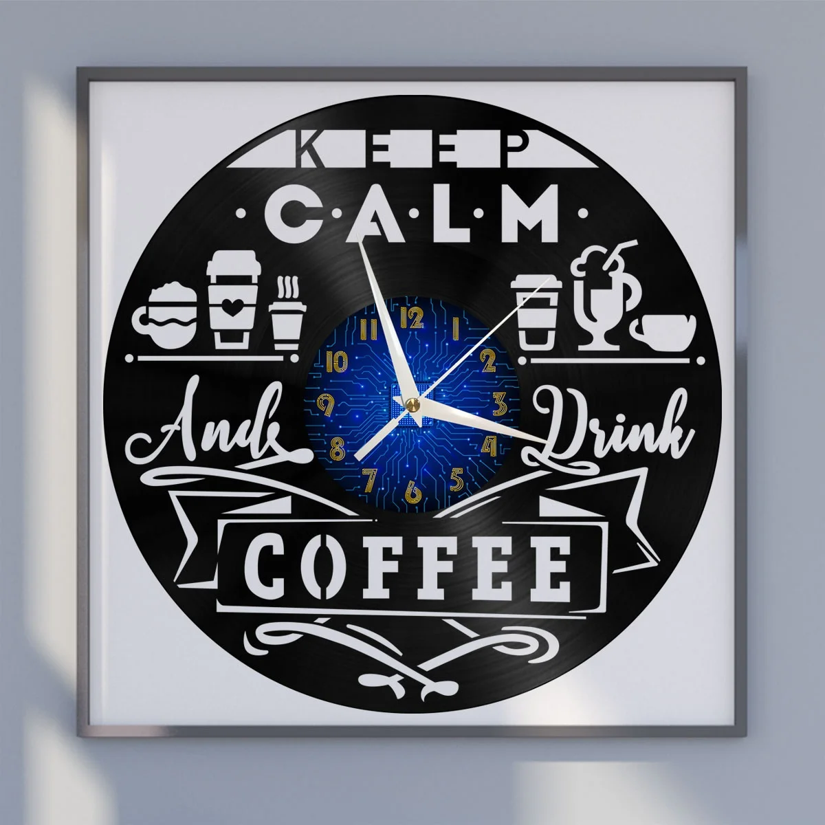 

Enjoy Coffee 2 Vinyl Wall Clock, Vinyl Record Clock Wall Art Silent & Non-ticking