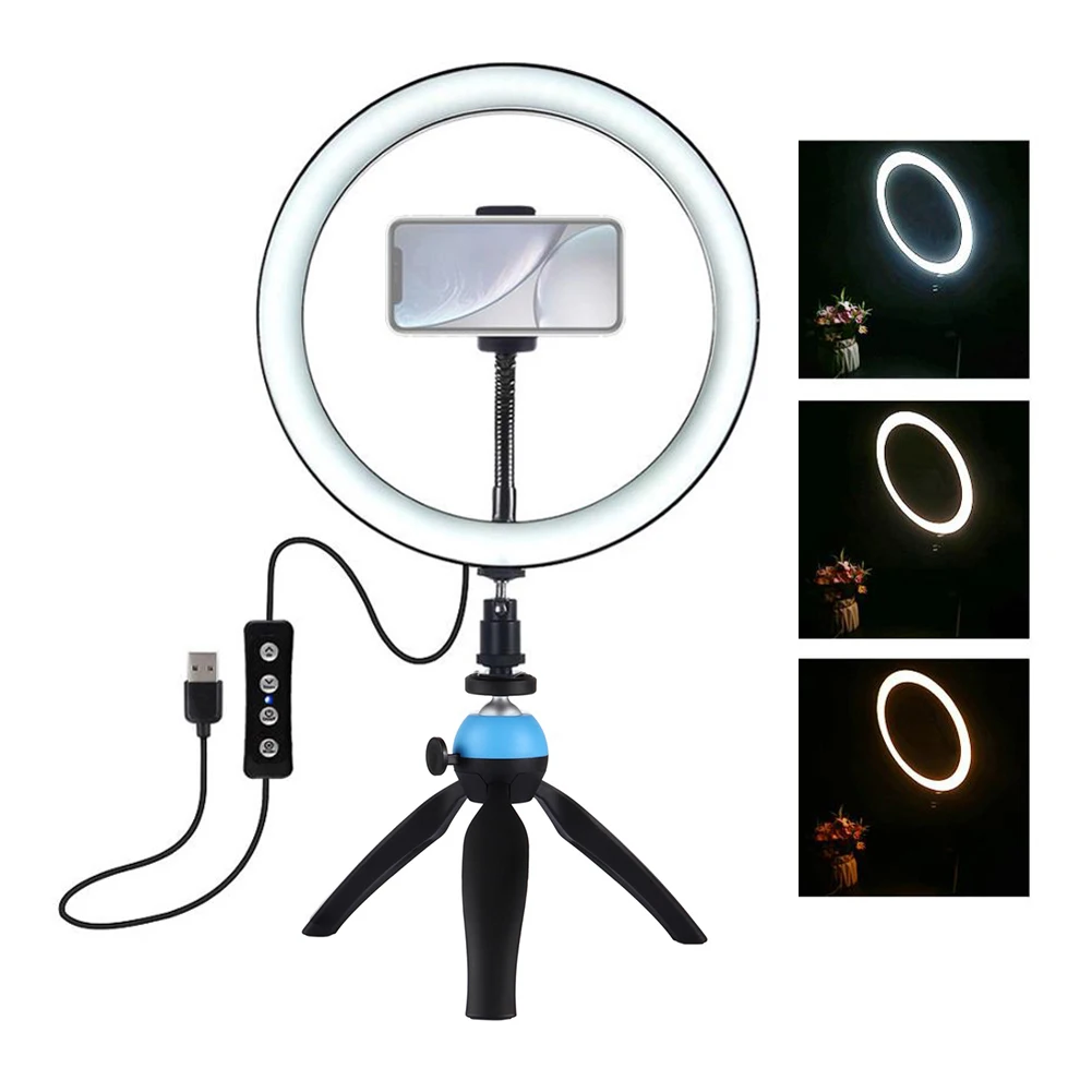 

Светодиодный ная кольцевая светильник ПА 10 дюймов, студийный светильник с подставкой для съемки фото и видео