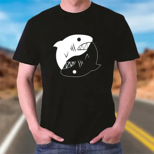 

NEW Yin Yang Shark T-SHIRT Cute Jaws Animal Men's T shirt SIZE S - 3XL