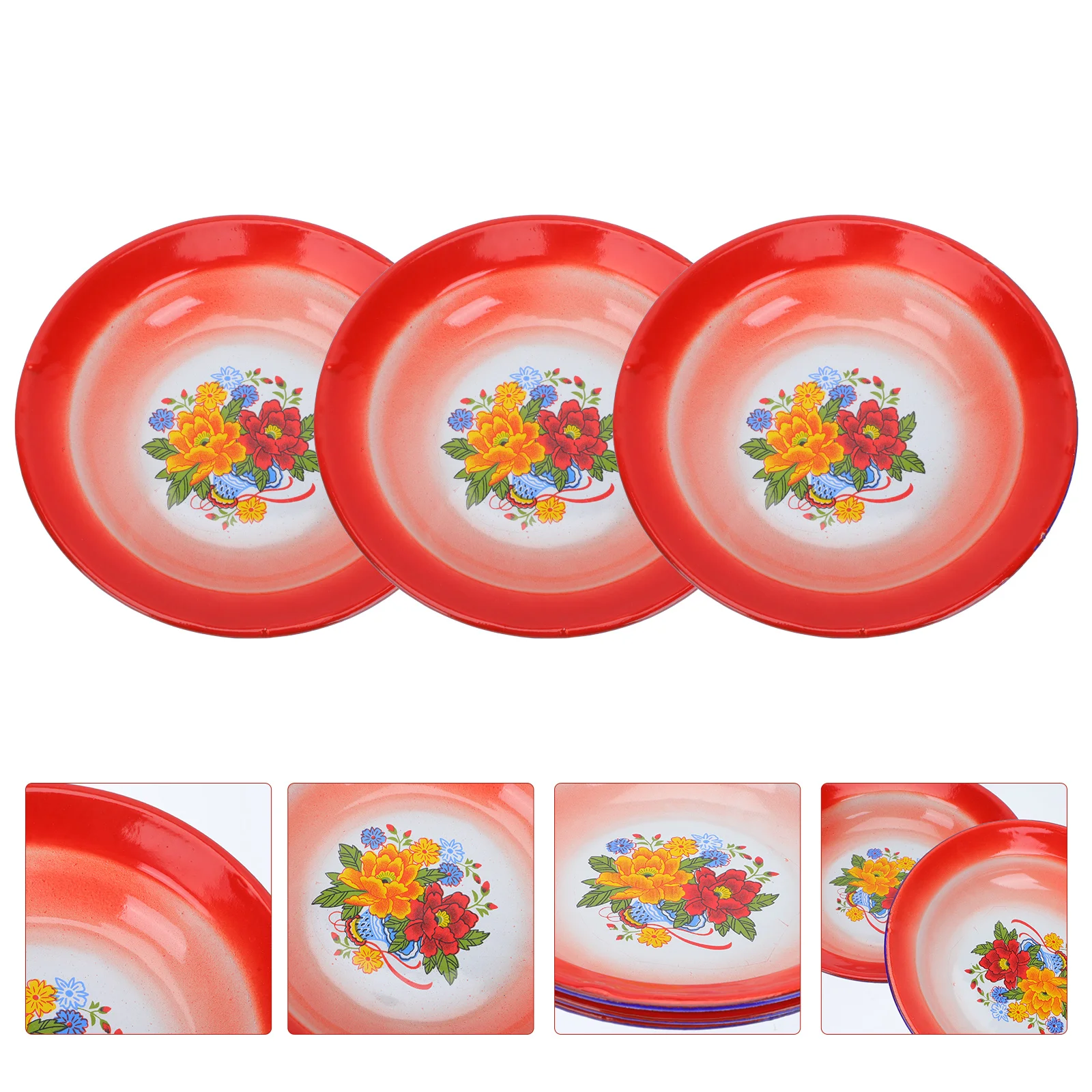 

Enamel Plate Plates Enamelware Serving Dinner Basin Dish Fruit Tray Vintage Bowl Platter Round Salad Bowlsretro Metal Dessert