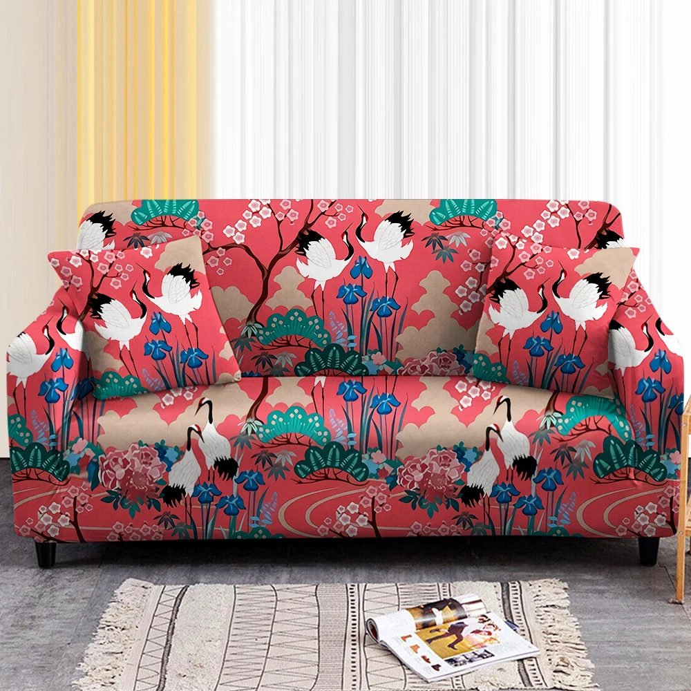 

Винтажный эластичный чехол для дивана с принтом тантрического Журавля, L-образный секционный чехол для дивана, чехол для дивана, чехол для 1/2...