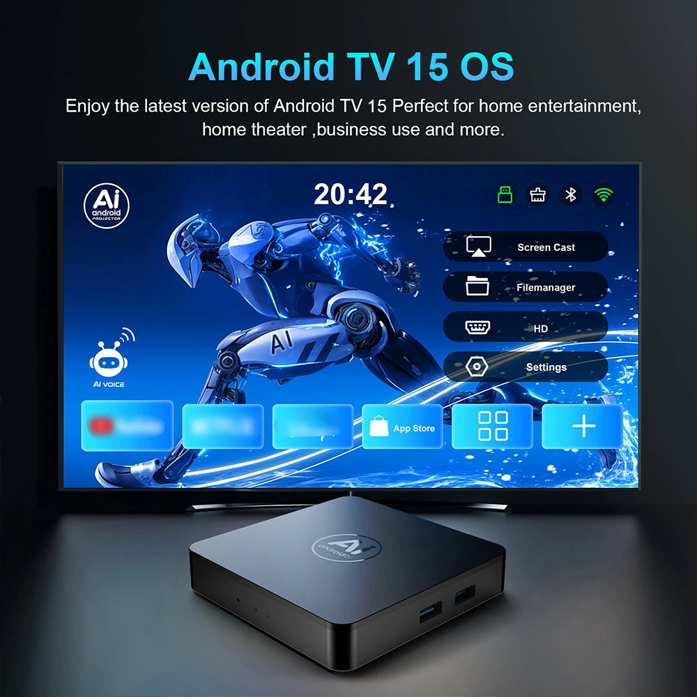 Фото Smart TV Box Velec I96 Z17, Android 15.0 с голосовым управлением и автоматической регулировкой изображения, потоковый медиаплеер 4K HD №3
