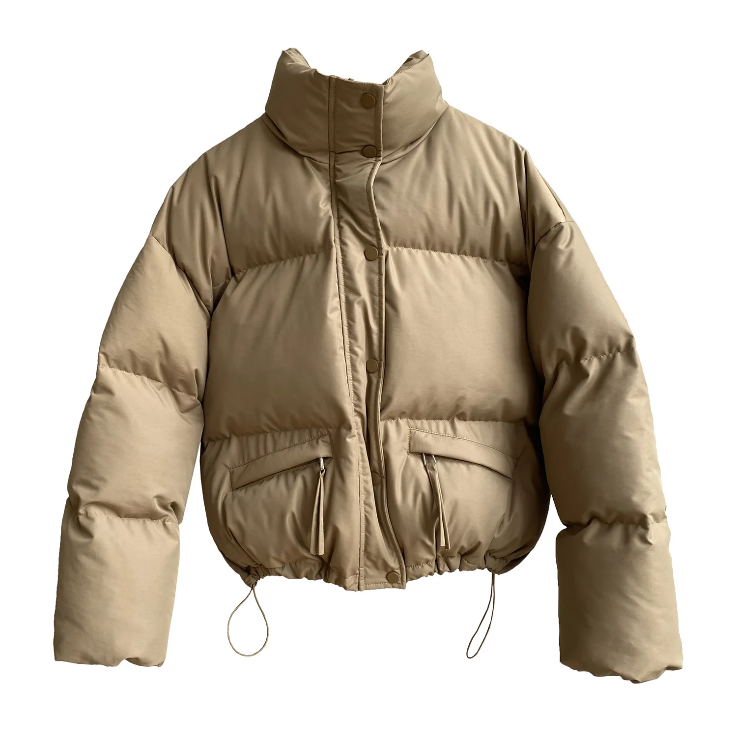 2022 Women's Clothing Autumn Winter Little Man Thick Take Rope Bread Women Down Cotton Stand Collar Cotton-Padded Jacket Jacket