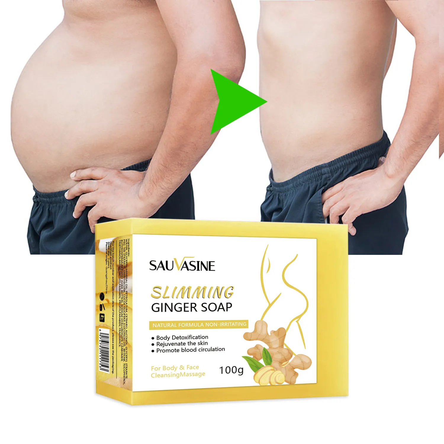 Natural Lymphatic Detox Organic Ginger Soaps Slimming Fast Belly Fat Burner Soaps Abdominal Muscle Peach Hip Body Hot Cream