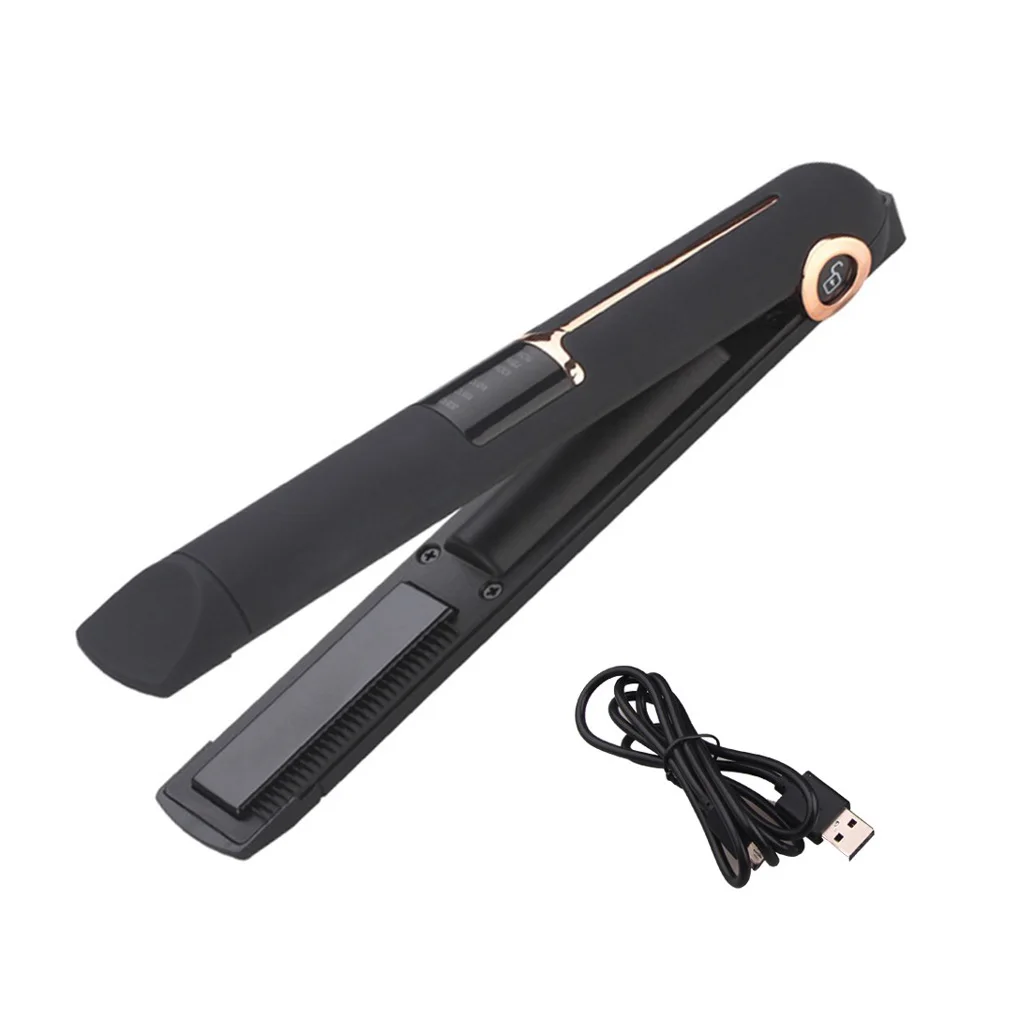 

Hair Roller Mini Straightener Cordless Curler Long-lasting Power Bank Multifunctional Simple Operation 2 In 1 Barber Supplies