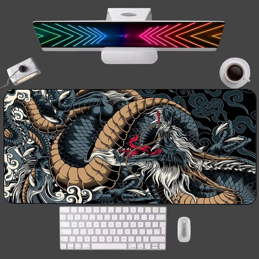 Japanese Art Dragon Mouse Pad Gaming Accessories Game Players Speed Lock Edge Rubber Gamer Desk Mat Office Mousepad Keyboard Mat
