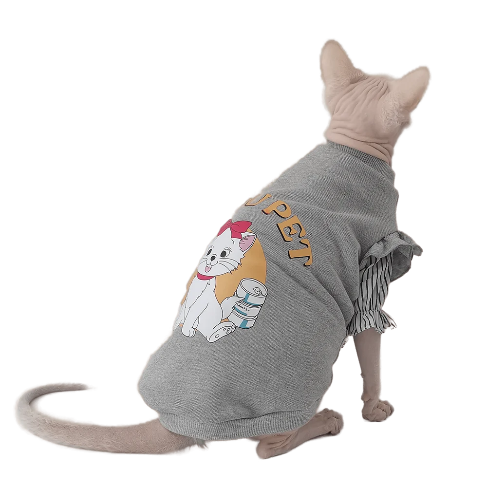 Cats Clothes Spring Cotton Flying Sleeve T-Shirt Sphinx Hairless Cat Devon Rex Conis Clothes Kitten  Pet Clothes for  Sphynx Cat