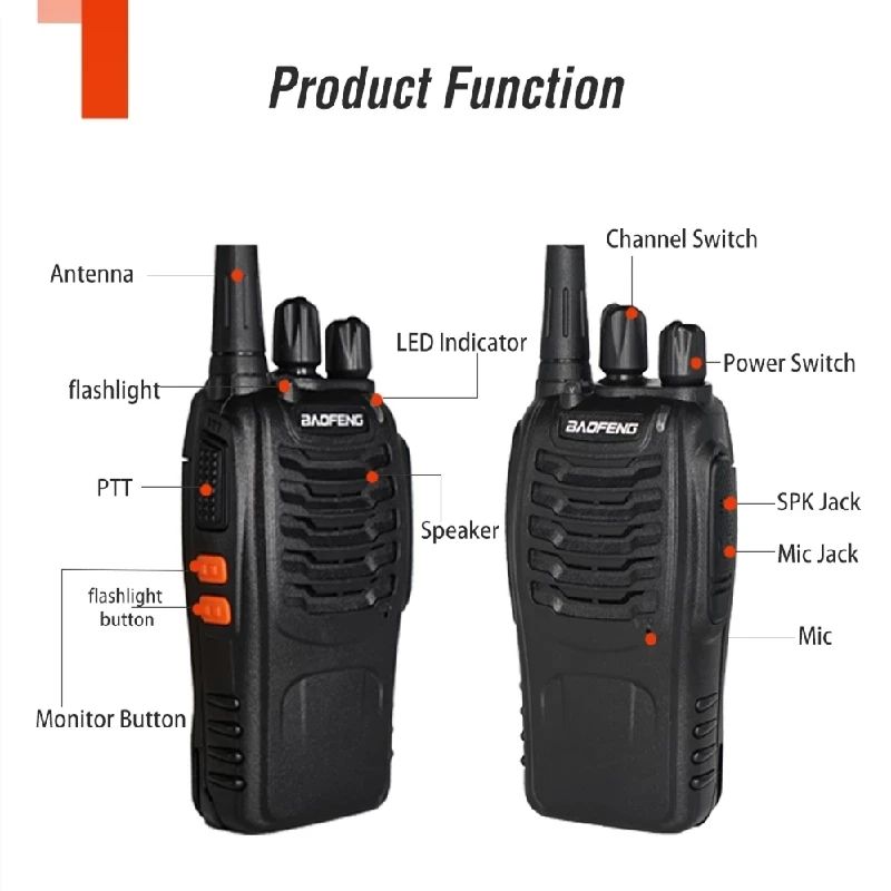 4pcsOriginal Baofeng BF-888S Walkie Talkie Handheld Two Way Radio Transmitter UHF 400-470MHZ Transceiver Dual Band Antenne