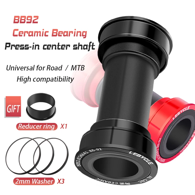 Lebycle Bottom Bracket Compatible With MTB Bike Road Bicycle Shimano Prowheel SRAM GXP BB92 Ceramics And Steel central axis