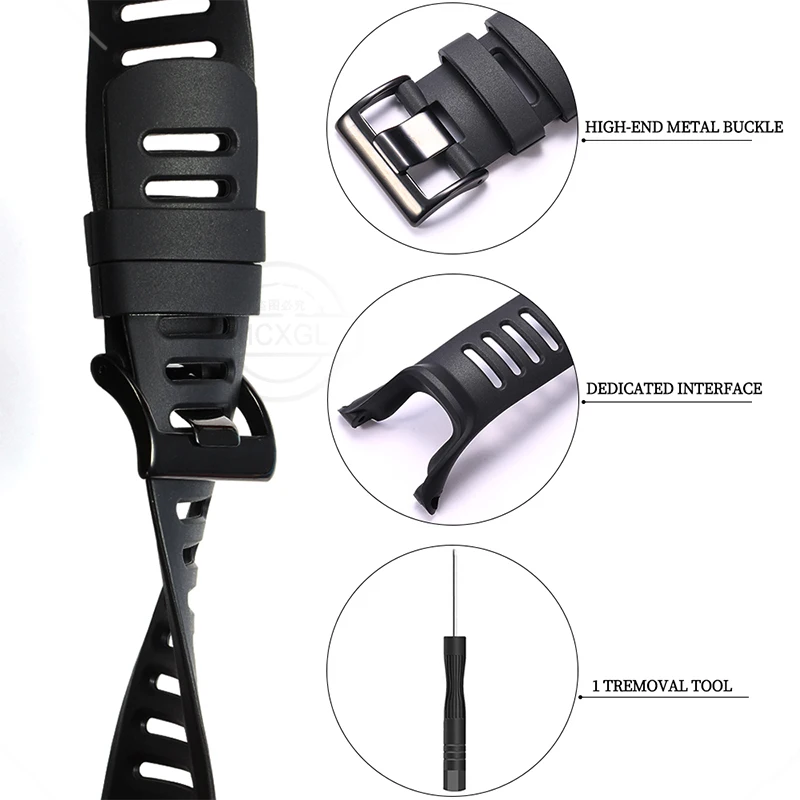 Rubber Strap Suitable For Suunto Ambit 2 2S 2R Ambit3 3S 3R Peak Outdoor Sports Waterproof Silicone Replacement Watch Band