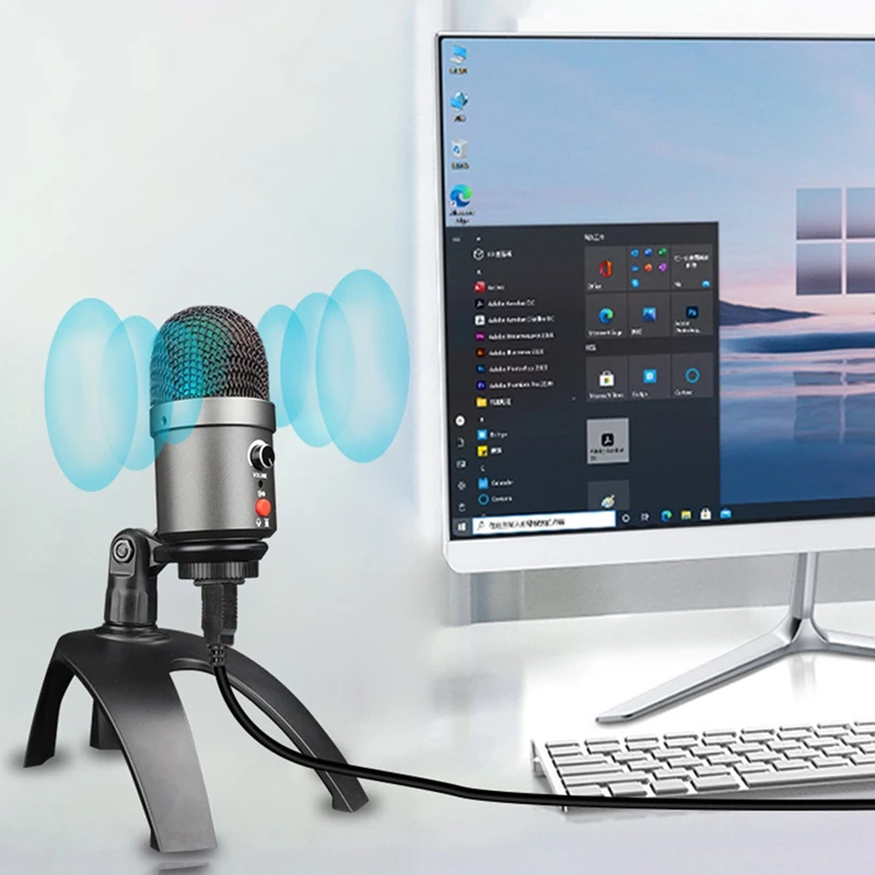 RBG Colorful Stereo Microphone Computer Gaming Live Video Conference Mic Bluetooth For Mobile Phone