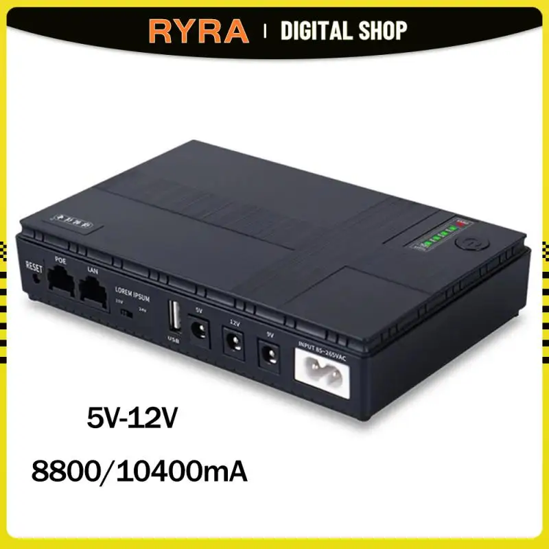 

RYRA Mini Portable UPS 5V/9V/12V Uninterruptible Power Supply For WiFi, Router Large Capacity Backup Power Adapters 8800/10400mA