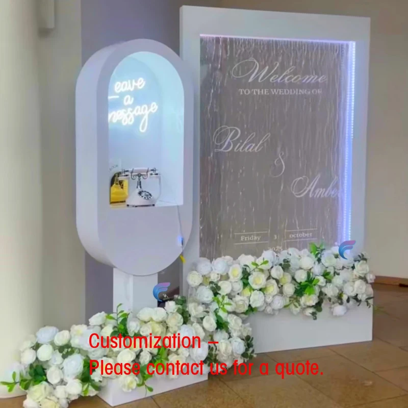 Фото Настенный фонтан-водопад из стекла на заказ с рамкой для свадебной приветственной таблички №1
