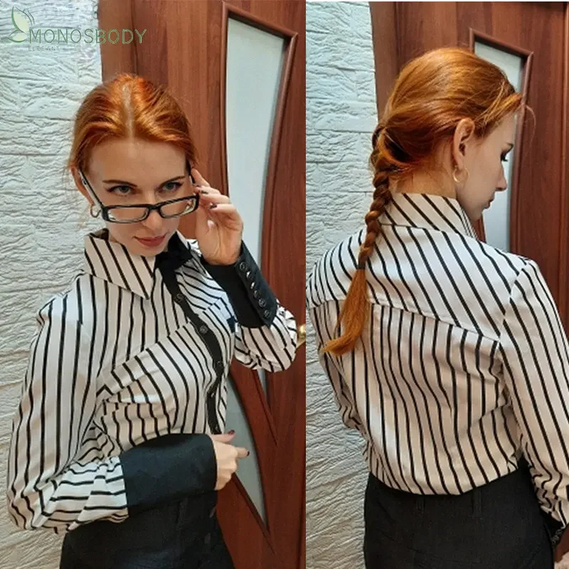 2024 новые элегантные полосатые боди для женщин модная рубашка деловые
