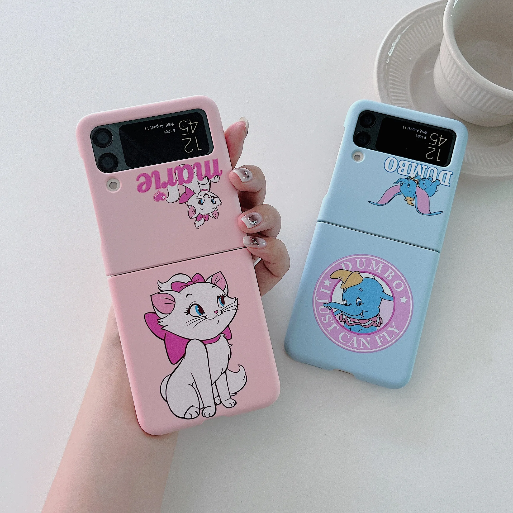 

For Samsung Galaxy Z Flip4 Flip3 5G Pink Case PC Hard Shockproof Cute Marie Cat Cover For Samsung Z Flip 4 3 ZFlip4 ZFlip3 Funda