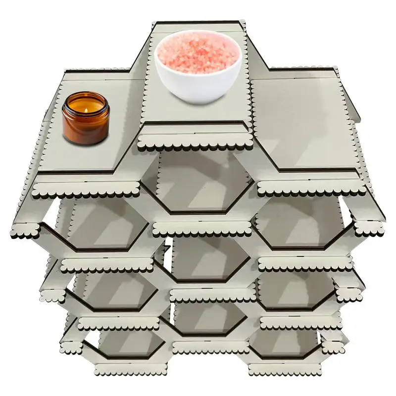 

Wooden Honeycomb Rack Detachable Storage Organizer Large Capacity Honeycomb Shelf Space Saving Wooden Stand With Several