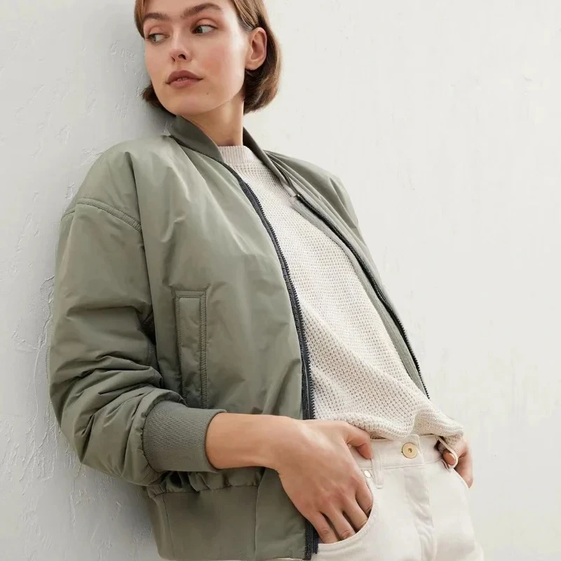 

Женская осенне-зимняя хлопковая куртка с воротником-стойкой