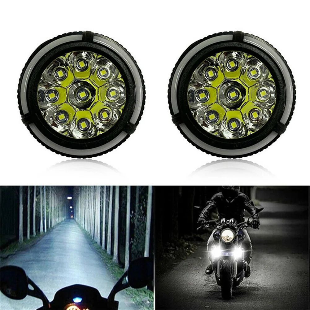 

2pcs Motorcycle Spotlights Blue 12V Additional Spotlights 9LED Flowing Water Lights Rear View Mirror Light Led Headlights