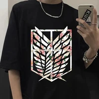 anime attack on titan graphic logo printing t shirts harajuku brand tshirt summer crewneck clothing fashion oversize t shirts