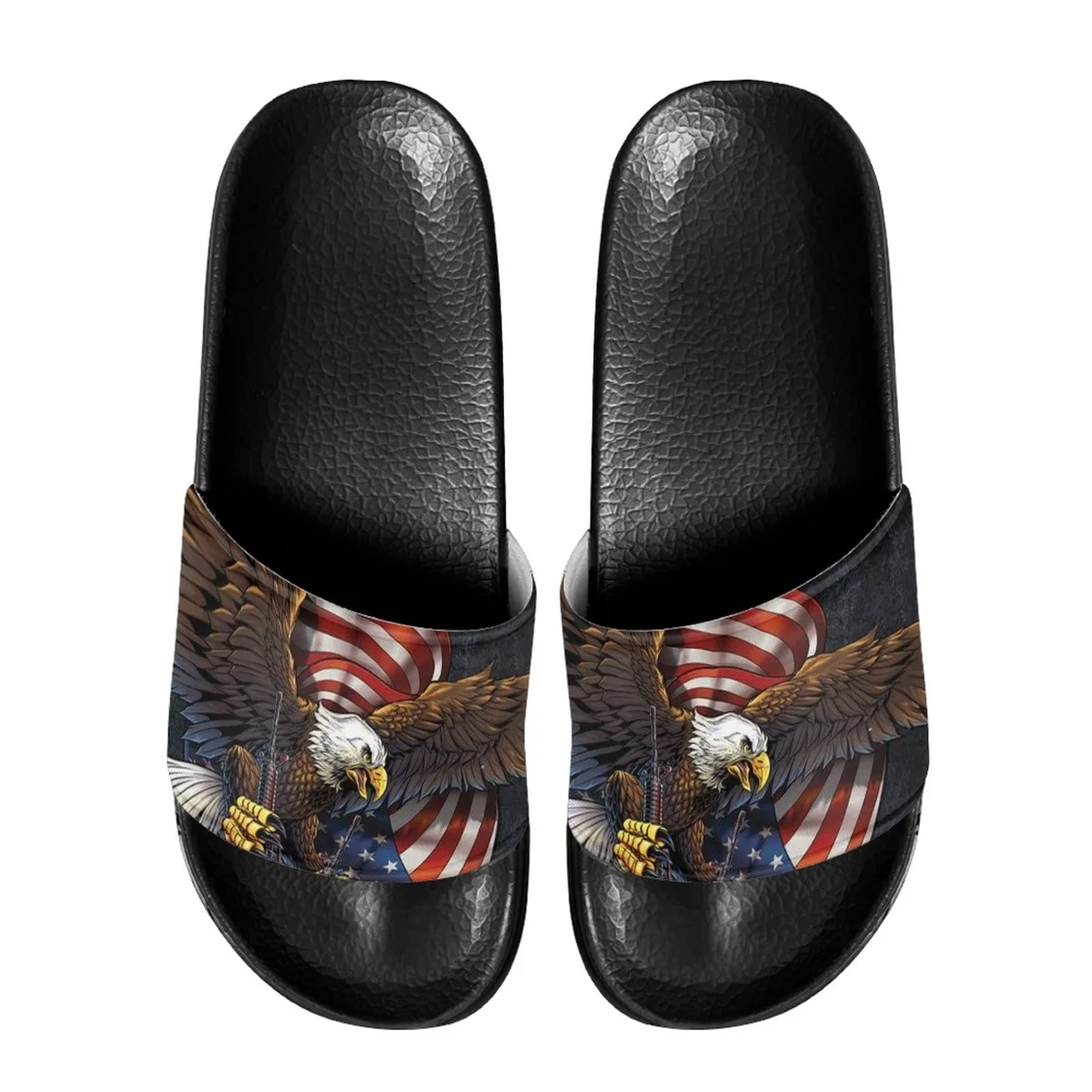 

Nopersonality USA Eagle Hunting Print Slippers Adults Summer Wader Sandals Flat Slides Home Footwear For Independence Day