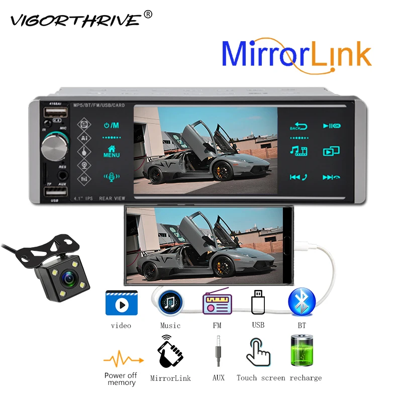 

Автомобильное радио 1 Din 4 дюйма Android MP5 EQ Smart Voice Wince 2USB AUX Bluetooth Мультимедиа FM SD HD цветные огни Mirrorlink