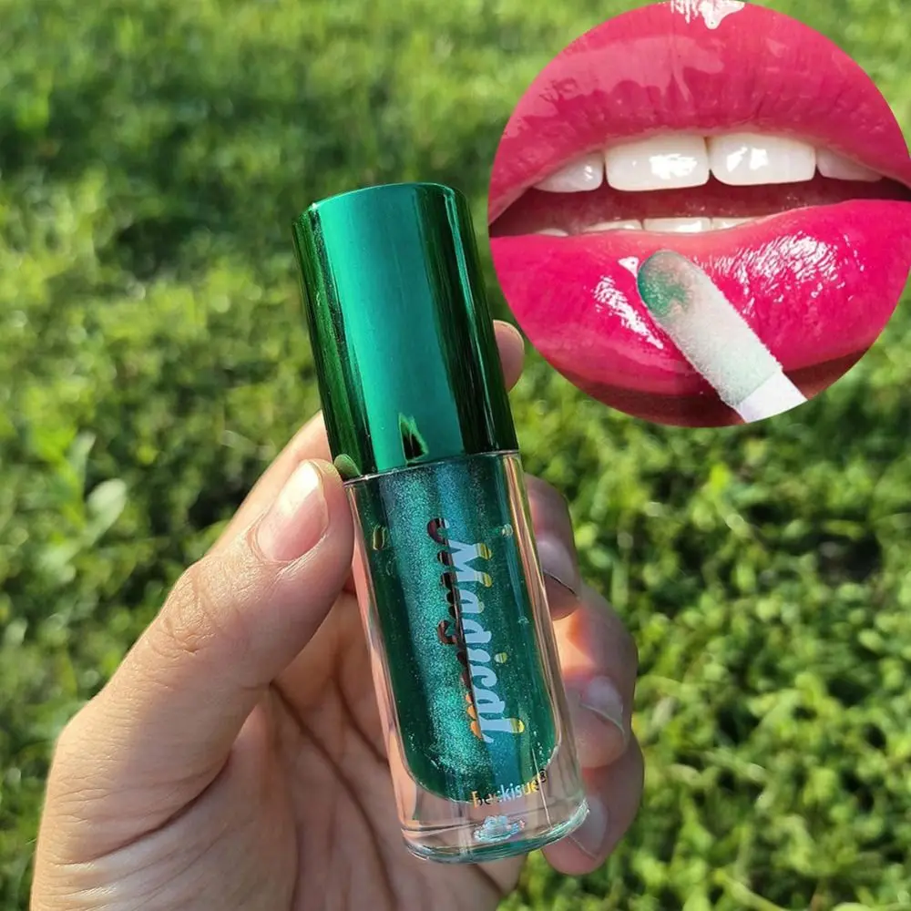 

Shiny Green Color Changing Lip Oil Waterproof Magic Lip Gloss Portable Long Lasting Moisturizing Plumping Lip Balm Lip Care