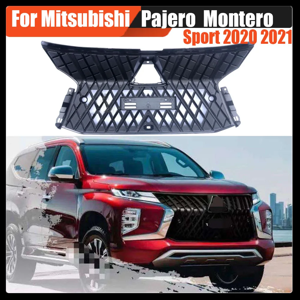 

Fit For Mitsubishi Pajero Montero Sport 2020 2021 Pickup Car Accessories Front Mesh Mask Cover ABS Chrome Grills Bumper Grille